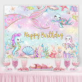 Toile de fond joyeux anniversaire sirène et benthos pour fille